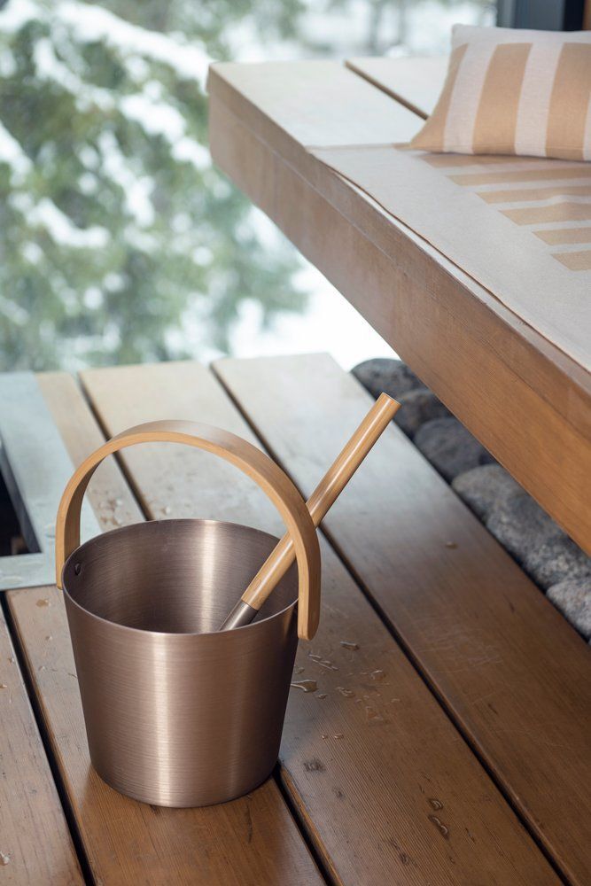 Rento Sauna Bucket Aluminum, Champagne - Finnish Sauna Accessories