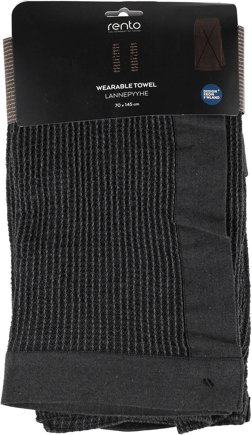 Rento Kenno Sauna Waist Towel - Black - 27.5" x 57" / 70 x 145 cm