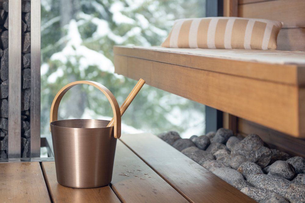 Rento Sauna Bucket Aluminum, Champagne - Finnish Sauna Accessories